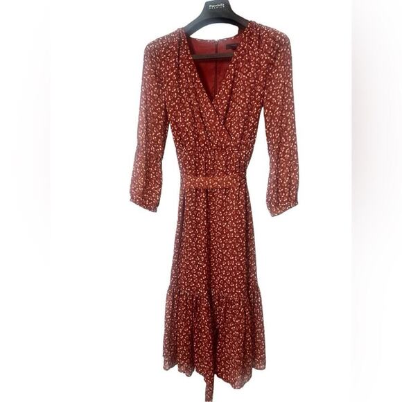 J.CREW POINT SUR FAUX WRAP DRESS IN SPARKLE FLORAL CHAMPAGNE SIZE 2 - Picture 2 of 9